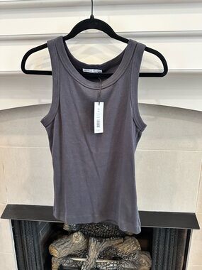 Michael Stars Ribbed Tank Top - Charcoal Gray